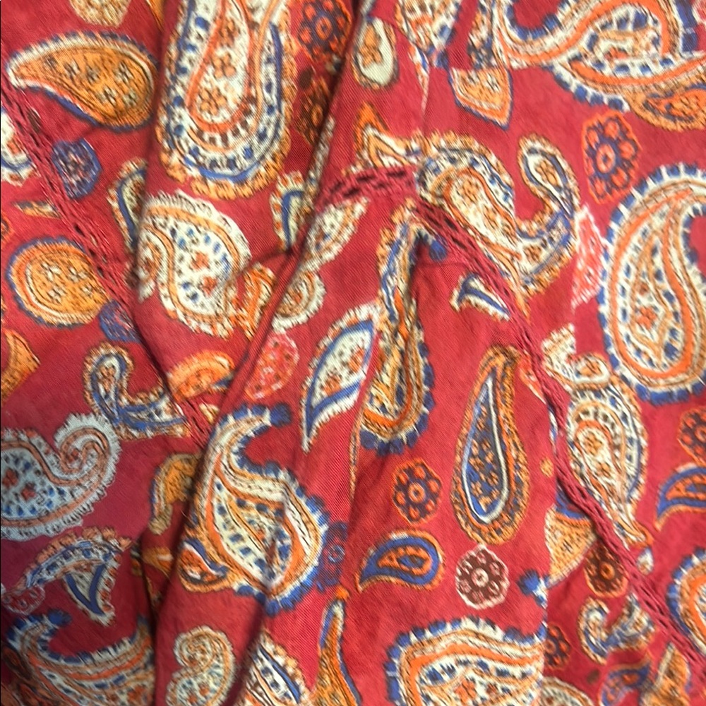 Free People Red Paisley Off-Shoulder Bodysuit - Picture 3 of 9